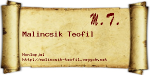 Malincsik Teofil névjegykártya